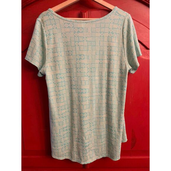 LulaRoe Size XL  Bright Mint Green Geometric Shapes Swing Shirt Top Springy EUC - Picture 2 of 2
